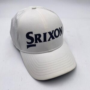 Srixon Performance Laser Cut Golf Hat Adjustable White Black Breathable Mens Cap